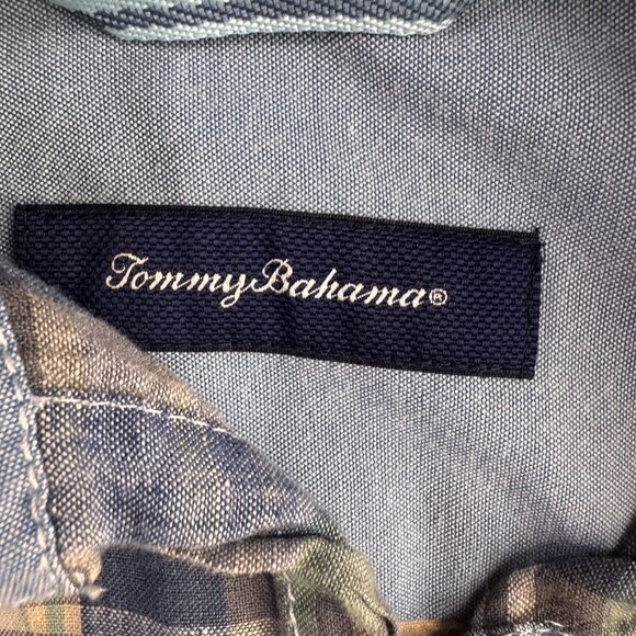 2/$18 SALE! Tommy Bahama Button Up Linen Shirt Mens Plaid Small Preppy Old Money - Picture 5 of 8